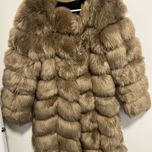 Plush Teddy Coat in Taupe for Women